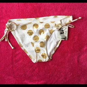 Victoria’s Secret Gold Polka Dot Swim Bottom